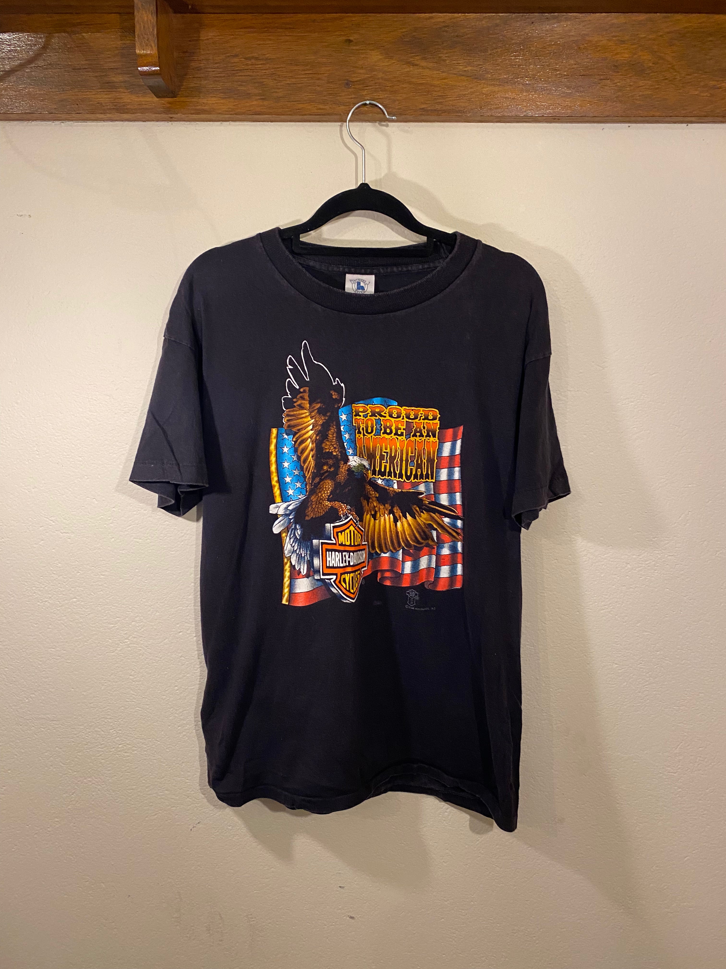 Harley-Davidson Motorbikes Tee Proud to be an American (Vintage) Men's L