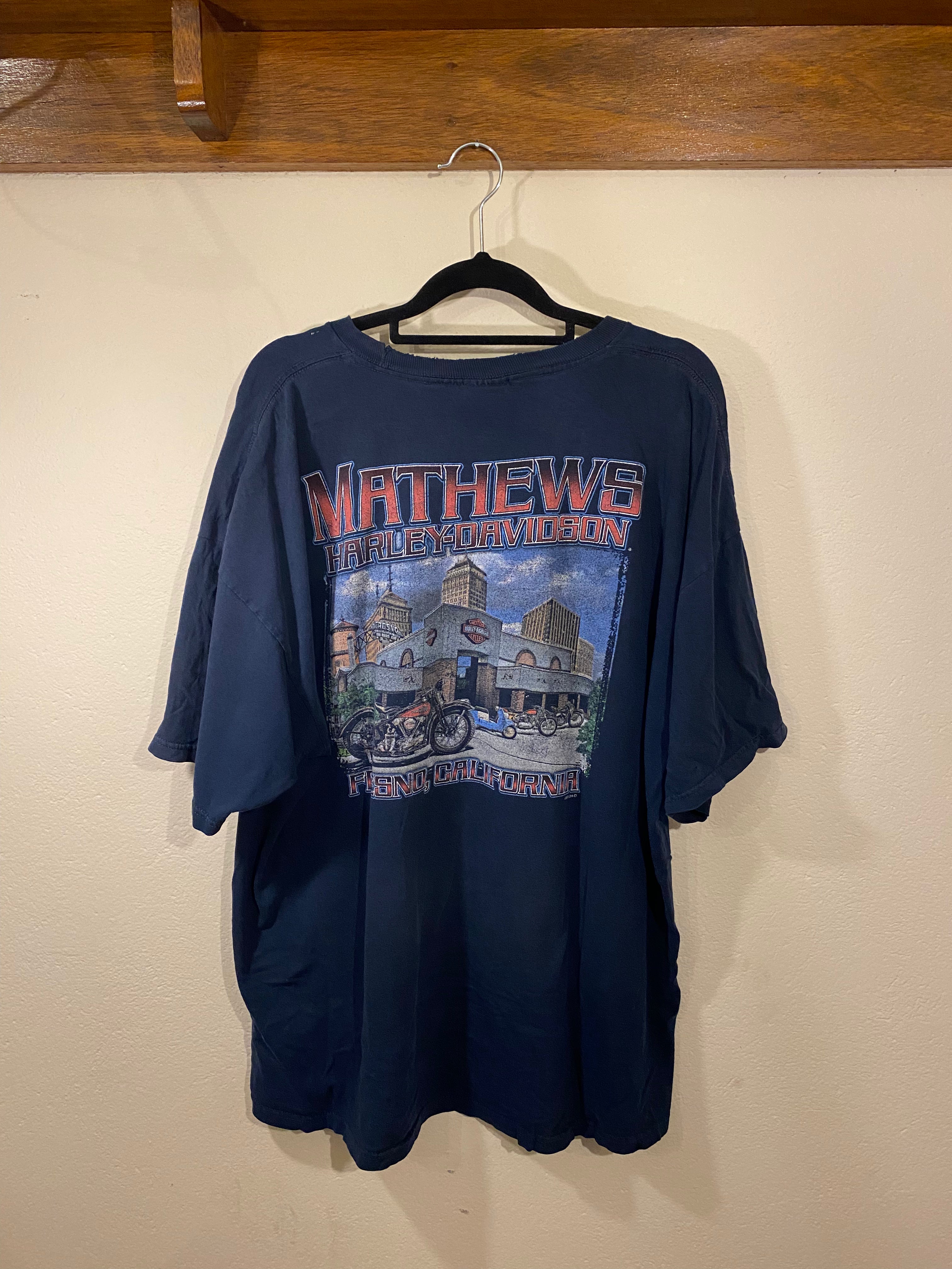 Harley-Davidson Motorbikes Tee Mathews Fresno California (Reclaimed) Men's 2XL
