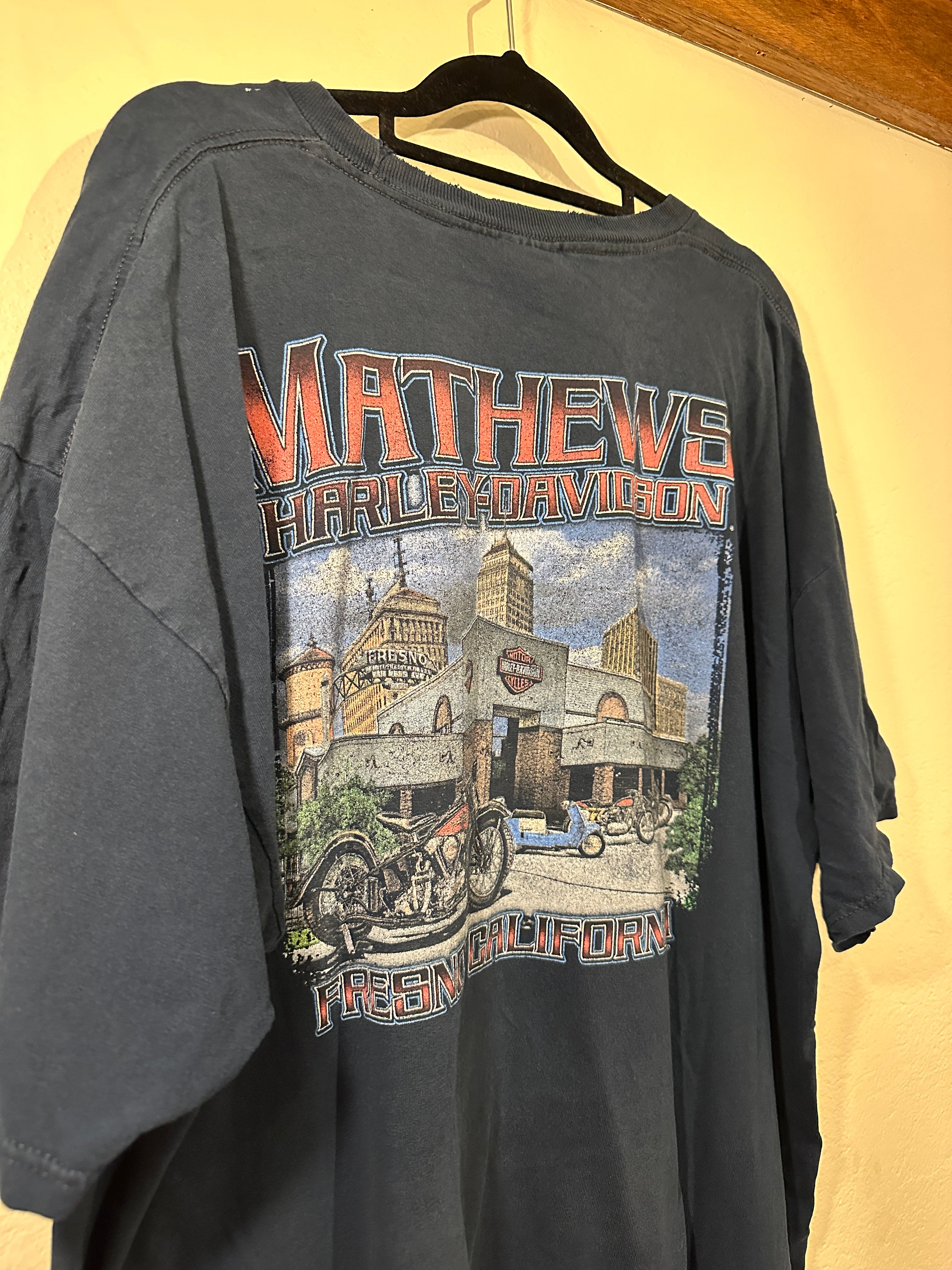 Harley-Davidson Motorbikes Tee Mathews Fresno California (Reclaimed) Men's 2XL