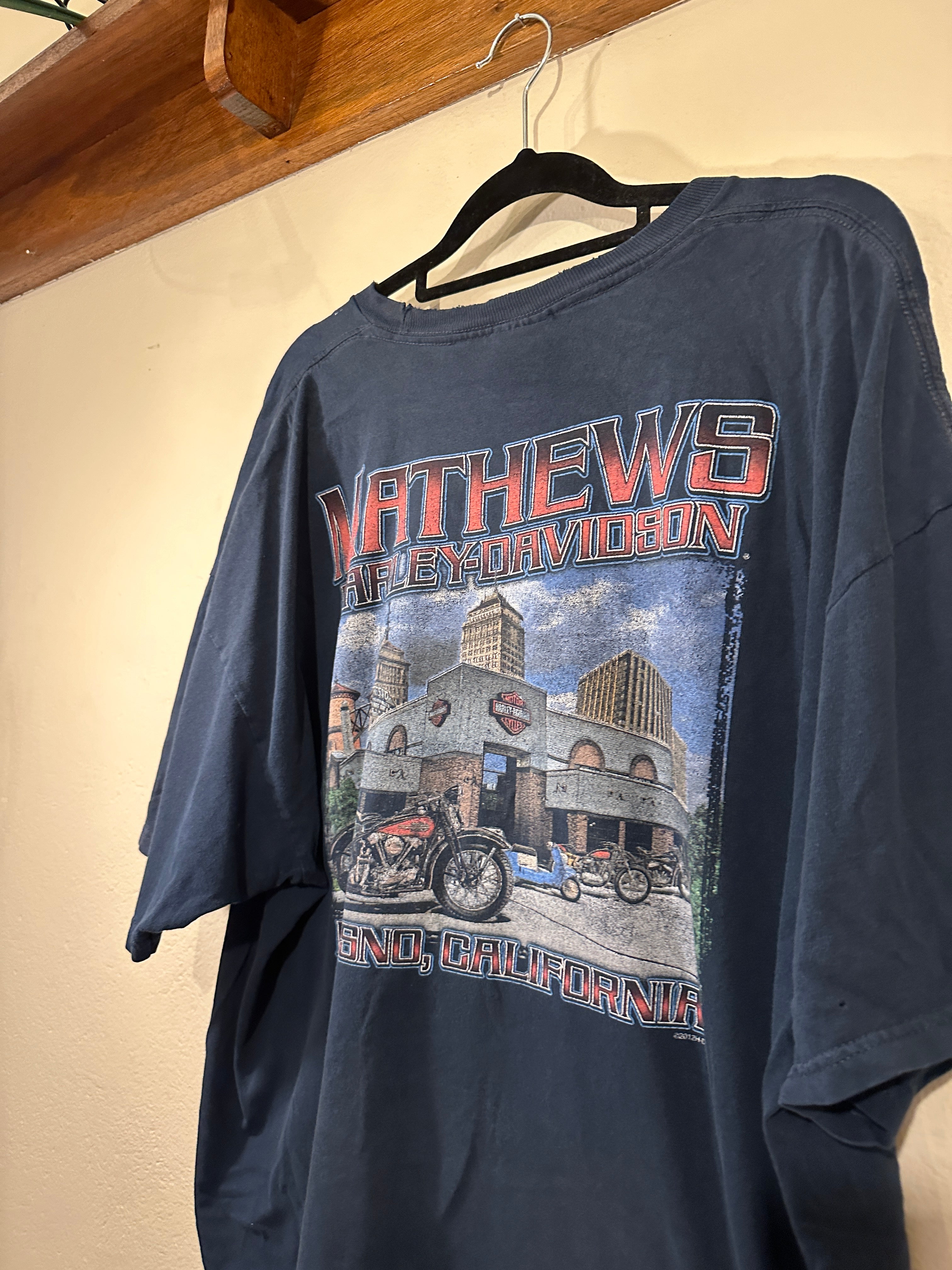 Harley-Davidson Motorbikes Tee Mathews Fresno California (Reclaimed) Men's 2XL