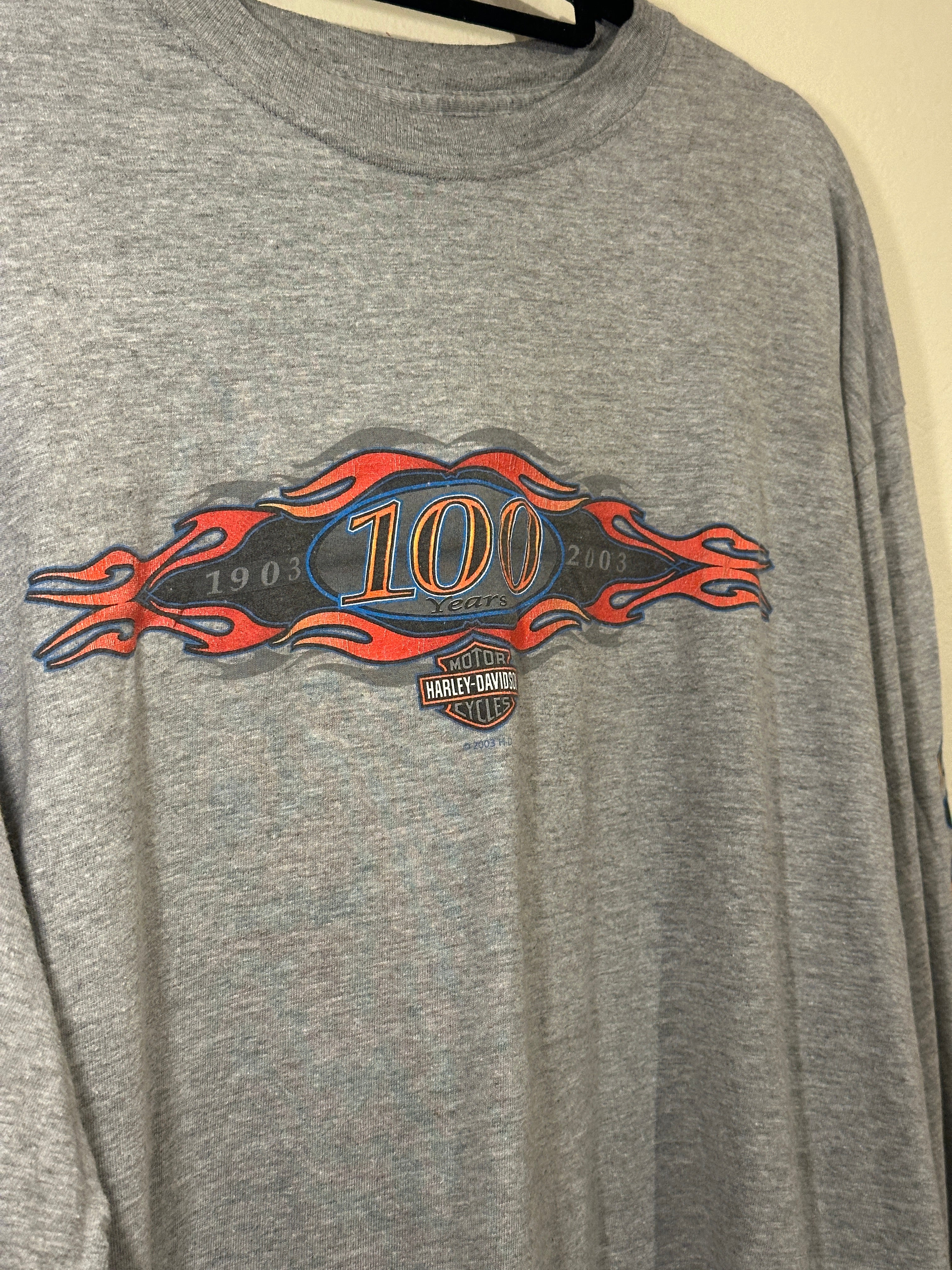 Harley-Davidson Motorbikes Long Sleeve Tee 100 Years Spitzies (Vintage) Men's XL